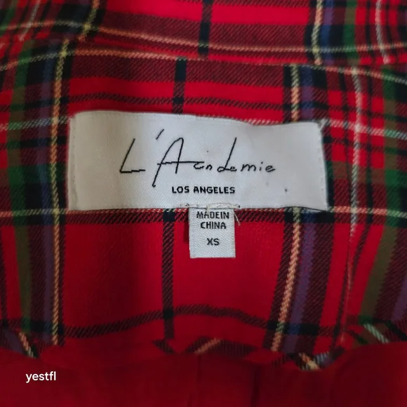 L'Academie Red Plaid Ruth Jacket XS - Picture 5 of 6